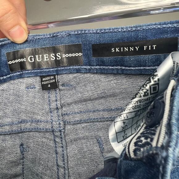 GUESS NWT Skinny Fit Denim Jean Pants Leopard Side Print Dark Blue Size Kids 4 - Picture 7 of 8